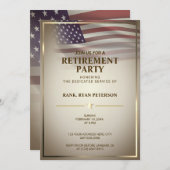 Invitation Drapeau américain | transparent | Cadre Or | VINTA (Devant / Derrière)