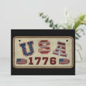 Invitation Drapeau américain Vintage 1776 (Debout devant)