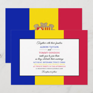 Invitation Drapeau andorran, Drapeau d'Andorre Mariage