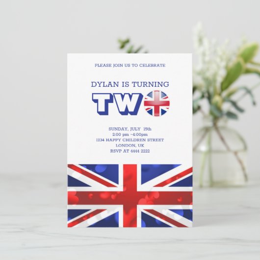 Invitation Drapeau anglais Anniversaire (Debout devant)