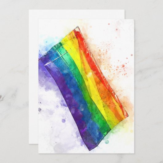 Invitation Drapeau arc-en-ciel gris (Devant / Derrière)
