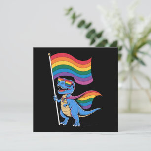 Invitation Drapeau arc-en-ciel LGBT Fierté gay dinosaure