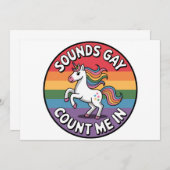 Invitation Drapeau arc-en-ciel licorne LGBT Ça a l'air gay Co (Devant / Derrière)