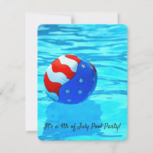 Invitation drapeau ballon de plage dans la piscine pour la fê (Devant)