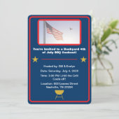 Invitation Drapeau bleu américain 4 juillet barbecue (Debout devant)