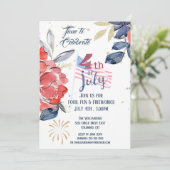 Invitation Drapeau bleu blanc 4 juillet (Debout devant)