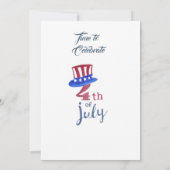 Invitation Drapeau bleu blanc 4 juillet (Dos)