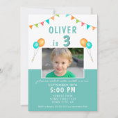 Invitation Drapeau Bleu Bleu Photo Anniversaire (Devant)