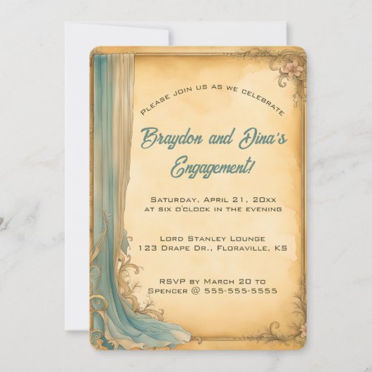 Invitation Drapeau bleu éditable et fleurs (Devant)