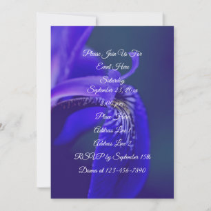 Invitation Drapeau Bleu Iris Fleur Pétale Élégant Parti