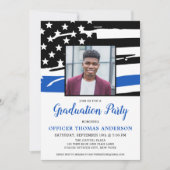 Invitation Drapeau bleu photo de la fête d'obtention du diplô (Devant)