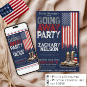 Invitation Drapeau BLUE - Bottes militaires - Parti d'adieu