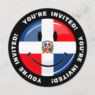 Invitation Drapeau brillant rond de la République dominicaine