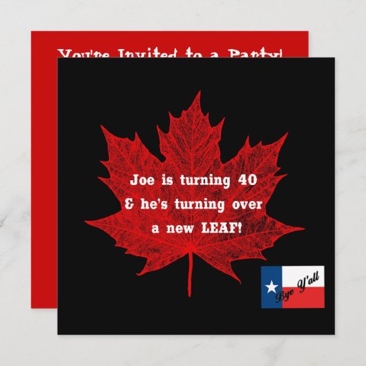 Invitation Drapeau Bye Y'all-TX (Devant / Derrière)