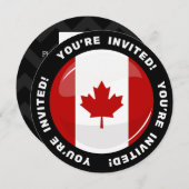 Invitation Drapeau canadien rond brillant (Devant / Derrière)