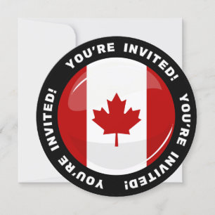 Invitation Drapeau canadien rond brillant