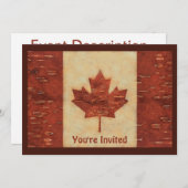 Invitation Drapeau Canadien Sur L'Écorce De Birch Intérieur (Devant / Derrière)