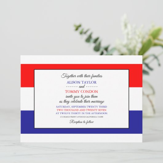 Invitation Drapeau croate, Drapeau de Croatie Mariage (Debout devant)