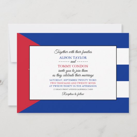 Invitation Drapeau cubain, Drapeau cubain Mariage (Devant)