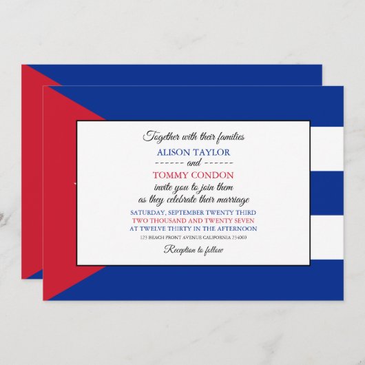Invitation Drapeau cubain, Drapeau cubain Mariage (Devant / Derrière)