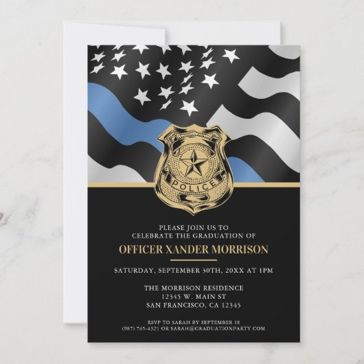 Invitation Drapeau d'application de la loi de l'Académie de p (Devant)