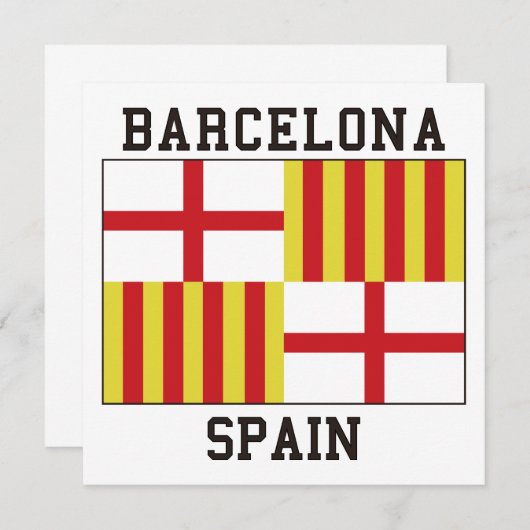 Invitation Drapeau de Barcelone, Espagne (Devant / Derrière)