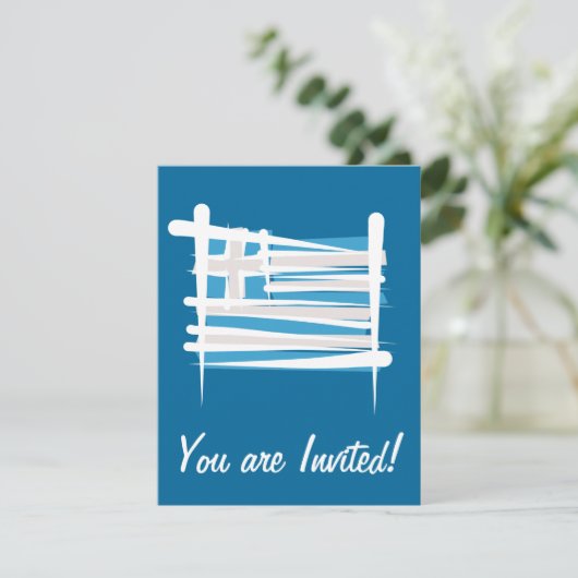 Invitation Drapeau de brosse de la Grèce (Debout devant)