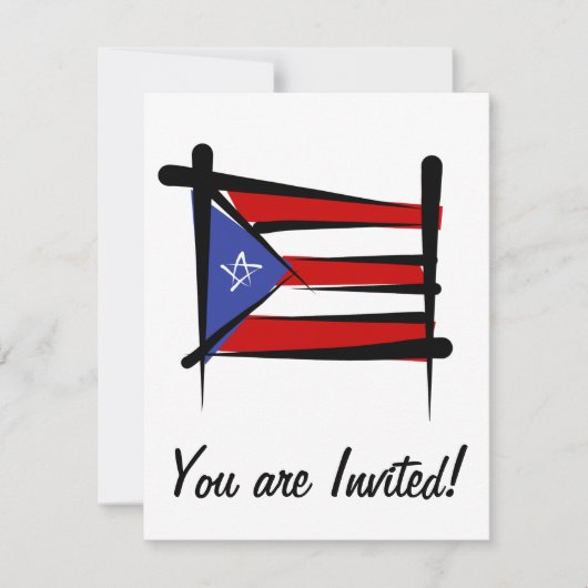 Invitation Drapeau de brosse de Porto Rico (Devant)