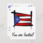Invitation Drapeau de brosse de Porto Rico (Devant / Derrière)