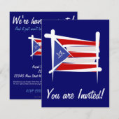 Invitation Drapeau de brosse de Porto Rico (Devant / Derrière)