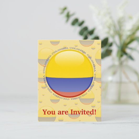 Invitation Drapeau de bulle de la Colombie (Debout devant)