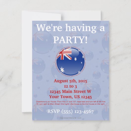 Invitation Drapeau de bulle de l'Australie (Dos)