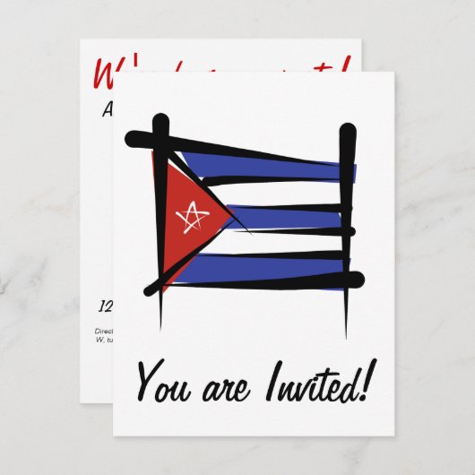 Invitation Drapeau de Cuba (Devant / Derrière)