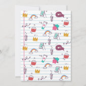 Invitation Drapeau de fête de fille Doodle Anniversaire Invit (Dos)