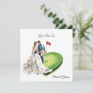 Invitation Drapeau de golf sur une forme de cœur sur le green