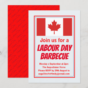 Invitation Drapeau de la FÊTE DU TRAVAIL BBQ BARBECUE Canada 