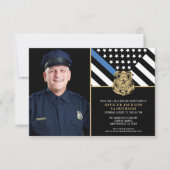 Invitation Drapeau de la ligne bleue mince de la police (Devant)