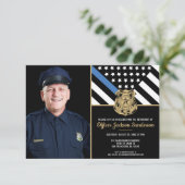 Invitation Drapeau de la ligne bleue mince de la police (Debout devant)