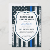 Invitation Drapeau de la ligne bleue mince de la retraite de  (Devant)