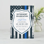 Invitation Drapeau de la ligne bleue mince de la retraite de  (Debout devant)