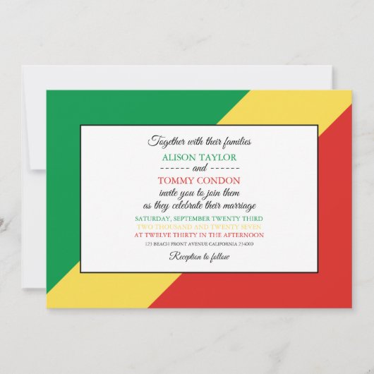 Invitation Drapeau de la République du Congo, Mariage congola (Devant)