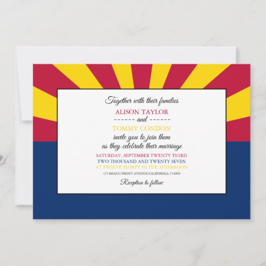 Invitation Drapeau de l'Arizona, Drapeau du Mariage de l'Ariz (Devant)