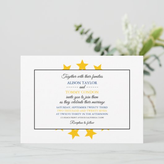 Invitation Drapeau de l'île Rhode, drapeau du Mariage de l'îl (Debout devant)