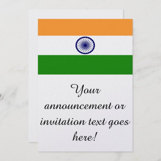 Invitation Drapeau de l'Inde (Devant / Derrière)
