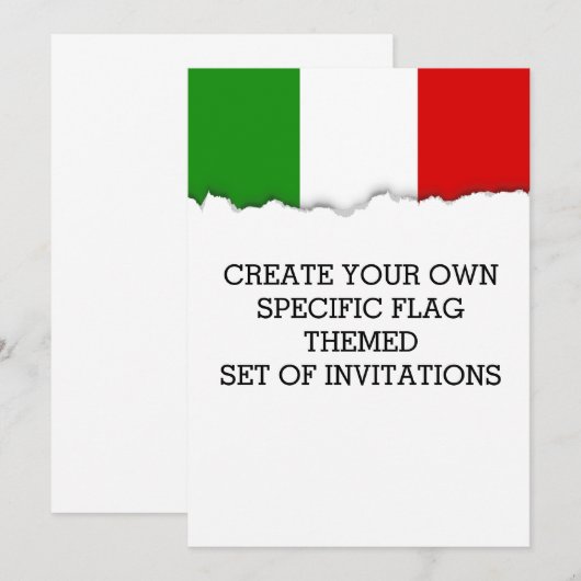 Invitation Drapeau de l'Italie (Devant / Derrière)