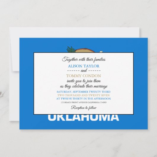 Invitation Drapeau de l'Oklahoma, Drapeau du Mariage de l'Okl (Devant)