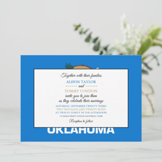 Invitation Drapeau de l'Oklahoma, Drapeau du Mariage de l'Okl (Debout devant)