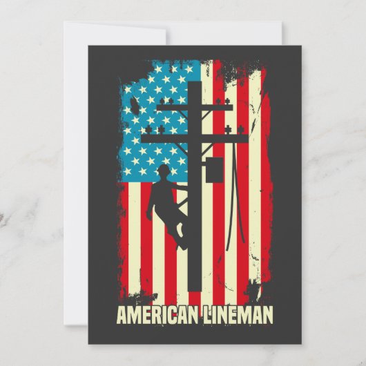 Invitation Drapeau de Monteur de Lignes Américain Câble Élect (Devant)