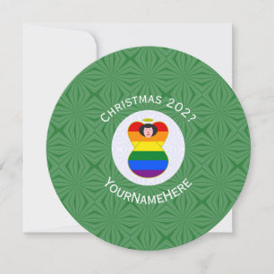 Invitation Drapeau de Noël Ange aux Cheveux Noirs Gay Pride P