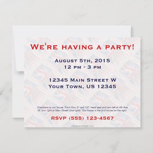 Invitation Drapeau de ondulation Britannique-Américain (Dos)